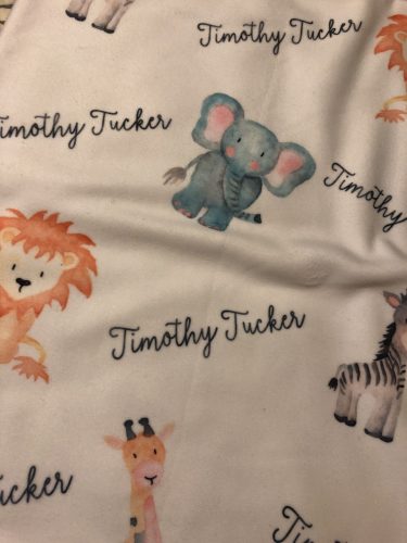 Personalized Monogrammed Name Baby Blanket Safari Animals Soft And Warm Fleece Minky Blanket NB078 photo review