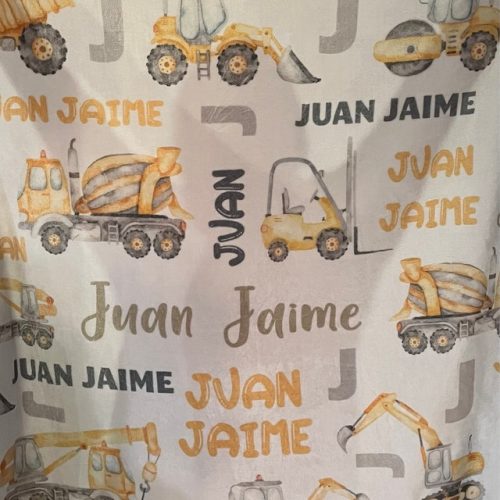 Personalized Monogrammed Name Baby Blanket Boy Construction Soft And Warm Fleece Minky Blanket NB278 photo review
