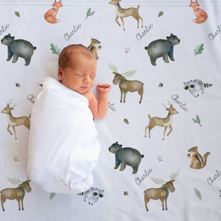 Personalized Baby Blanket With Name – Cute Elephant Design, Soft Fleece, 30"x40" Custom Gift