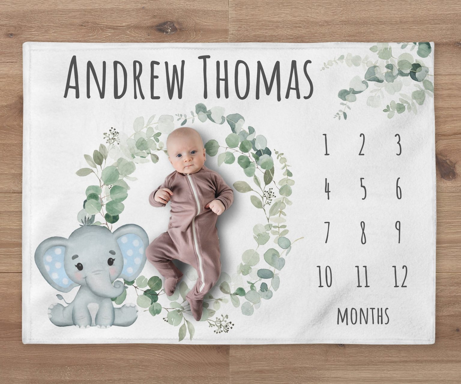 Personalized Twins Milestone Baby Blanket Dinosaurs Watercolor Animal