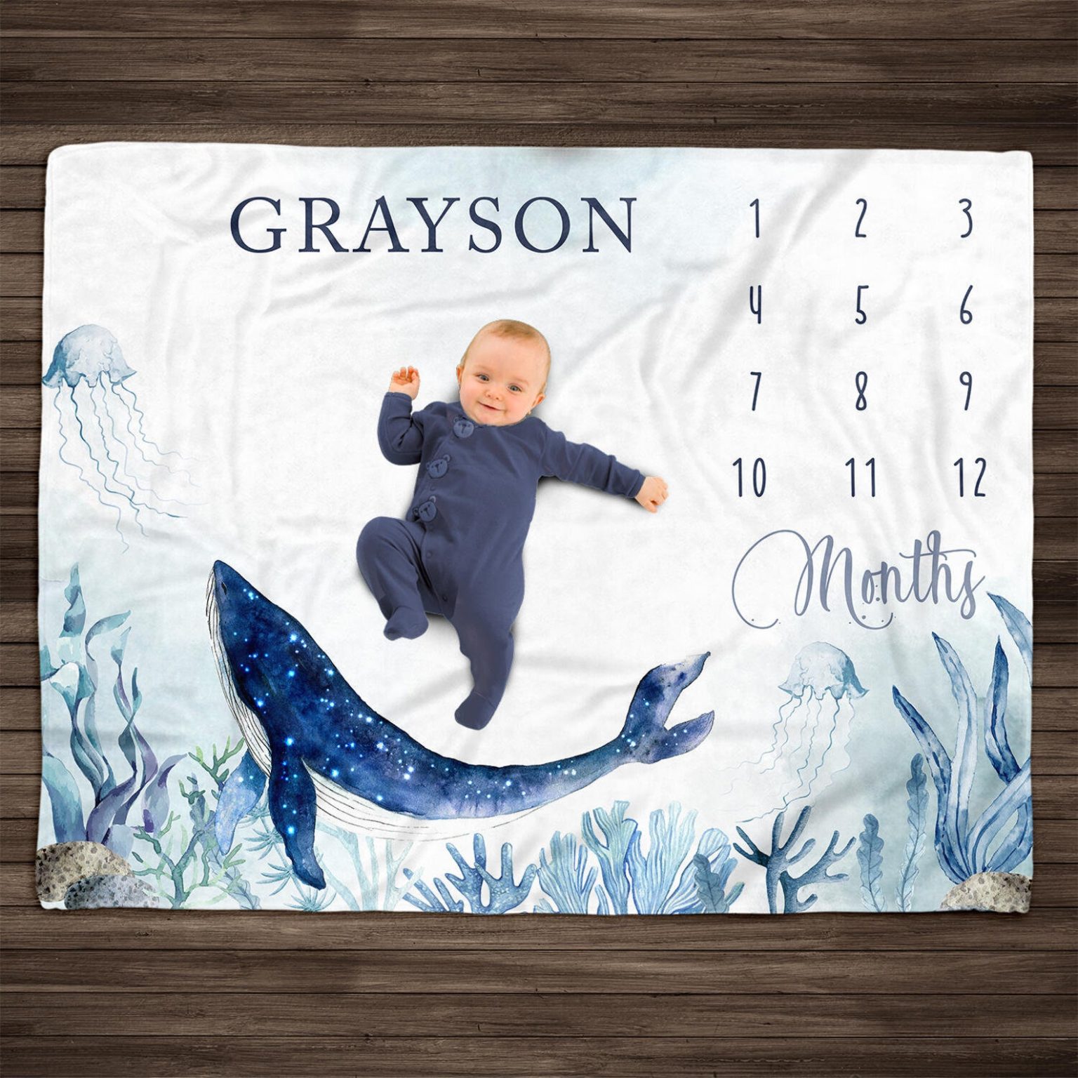 Personalized Twins Milestone Baby Blanket Dinosaurs Watercolor Animal