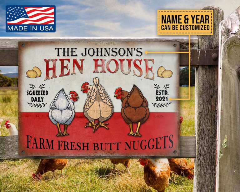 Personalized Chicken Coop Sign Metal Chicken Sign Indoor Outdoor Made In The USA TMS06 768x614 