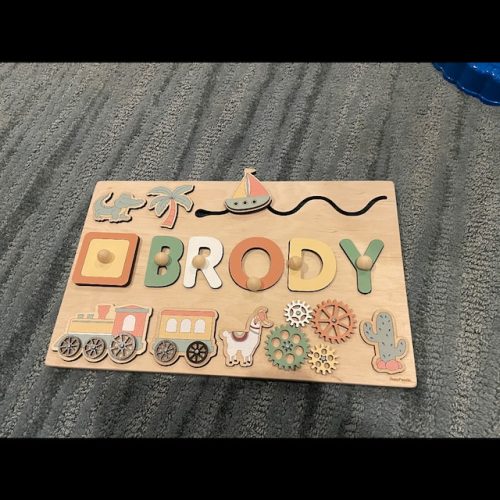 Personalized Wooden Busy Board Name Puzzle Vehicles Montessori Toys for Toddlers Kids 1 2 Year Old Baby T12 photo review
