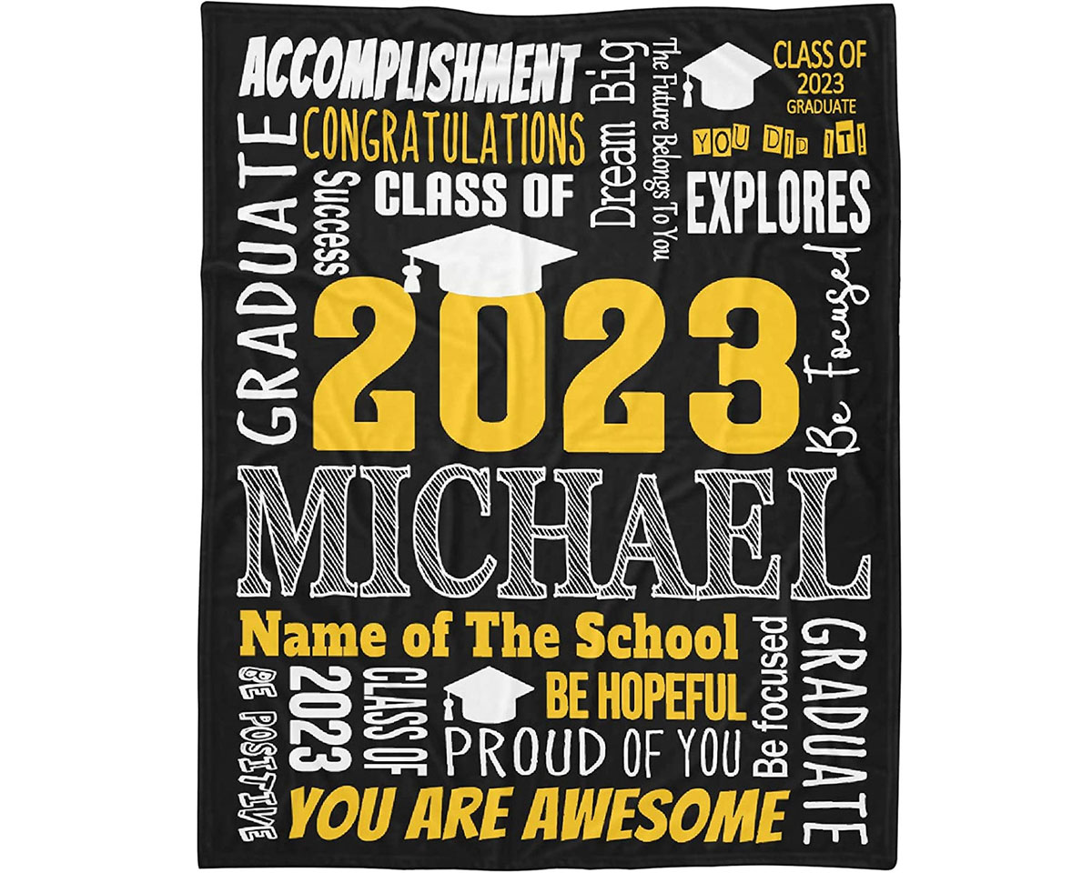 Personalized Graduation Blanket 2023 Congrats Class of 2023 T16 Tom