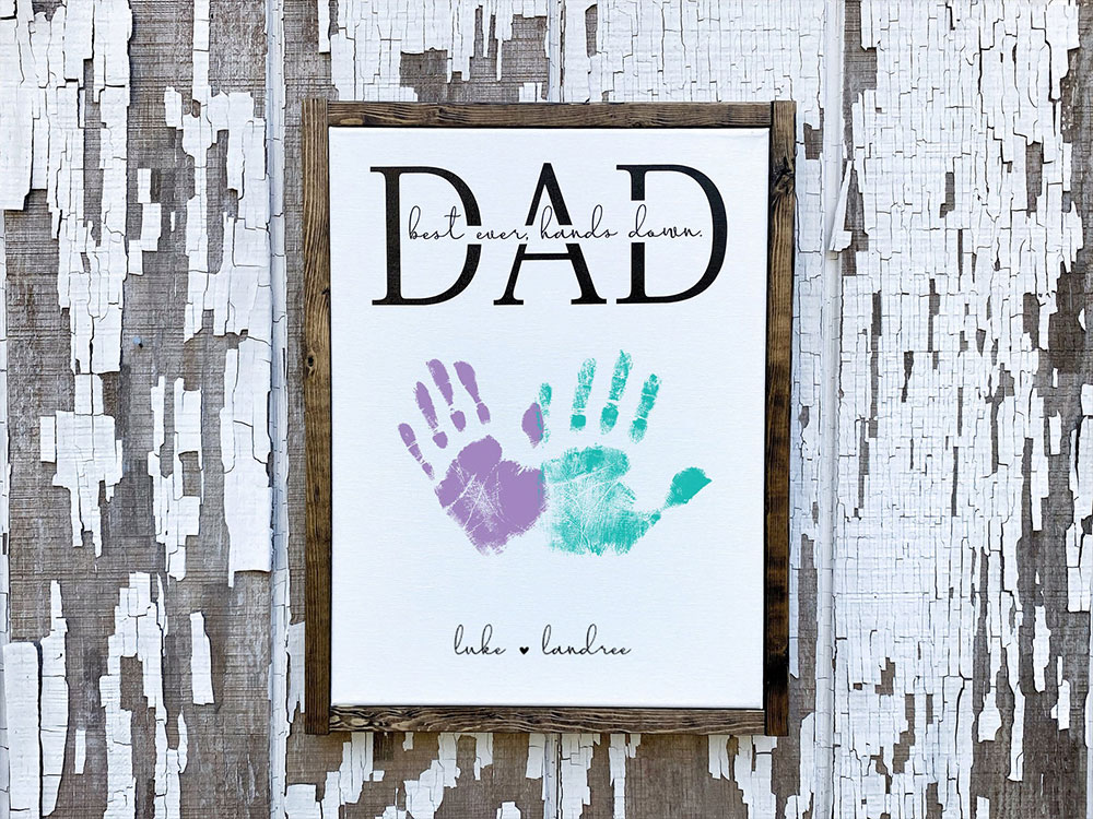 Personalized Best Dad Ever Hands Down Handprint Wooden Sign WD007 – Tom ...