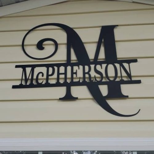 Click to view full screen Personalized Metal Name Monogram Signs Last Name Letters Indoor Outdoor TMS674 photo review