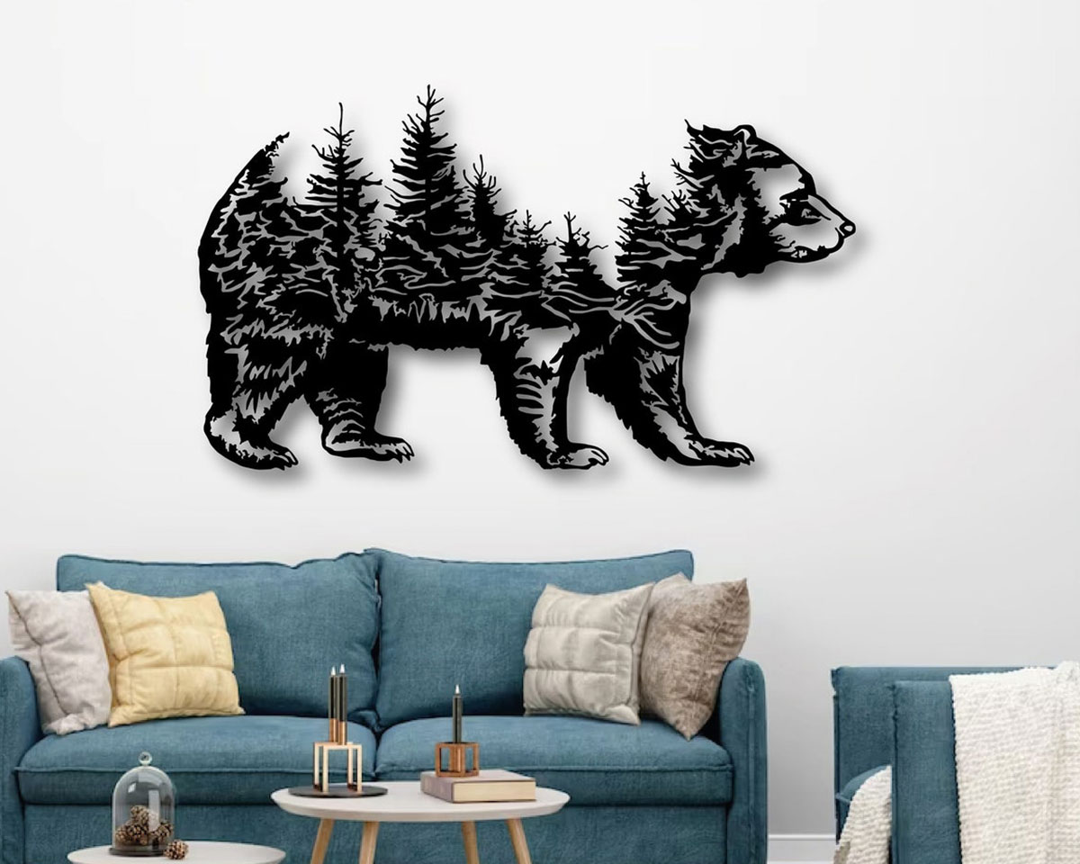 Metal Bear Wall Art Decor TMS780 Tom Pham Designs