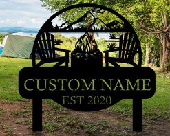 Personalized Fire Pit Metal Sign Family Name Campfire Decor TMS850