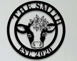 Personalized Metal Cow Sign Farm Indoor Outdoor TMS1085