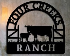 Personalized Metal Cow Sign Farm Indoor Outdoor TMS1090