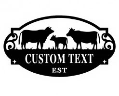 Personalized Metal Cow Sign Farm Indoor Outdoor TMS1097