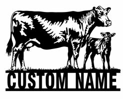 Personalized Metal Cow Sign Farm Indoor Outdoor TMS1105
