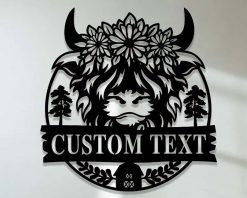 Personalized Metal Cow Sign Highland Farm Indoor Outdoor TMS1101