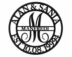 Personalized Anniversary Wedding Couple Metal Name Monogram Signs TMS1524