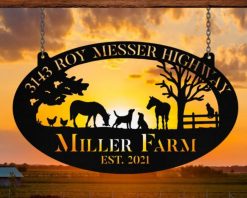 Personalized Metal Farm Sign Address House Number Horse Dog Chicken Indoor Outdoor TMS1566