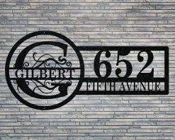 Personalized Metal Address Sign House Number Sign Indoor Outdoor TMS1555