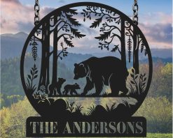Personalized Bear Metal Sign Name Outdoor TMS1639