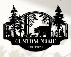 Personalized Bear Metal Sign Name Outdoor TMS1640
