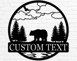 Personalized Bear Metal Sign Name Outdoor TMS1641