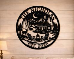 Personalized Cabin Metal Sign Name Outdoor TMS1595