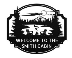 Personalized Cabin Metal Sign Name Outdoor TMS1597