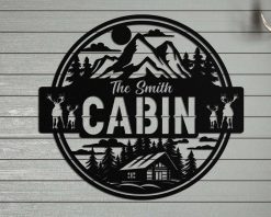 Personalized Cabin Metal Sign Name Outdoor TMS1598