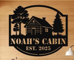Personalized Cabin Metal Sign Name Outdoor TMS1599