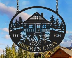 Personalized Cabin Metal Sign Name Outdoor TMS1600