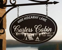 Personalized Cabin Metal Sign Name Outdoor TMS1602