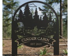 Personalized Cabin Metal Sign Name Outdoor TMS1604