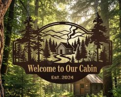 Personalized Cabin Metal Sign Name Outdoor TMS1606
