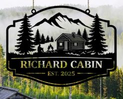 Personalized Cabin Metal Sign Name Outdoor TMS1611