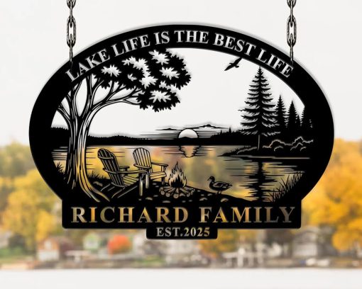 Personalized Custom Lake House Metal Sign Family Name Outdoor TMS1586 ...
