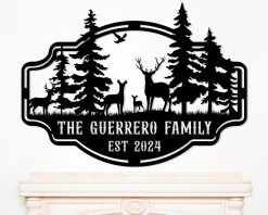 Personalized Deer Metal Sign Family Name Outdoor TMS1624