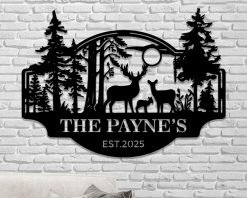 Personalized Deer Metal Sign Family Name Outdoor TMS1625