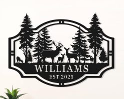 Personalized Deer Metal Sign Name Outdoor TMS1612