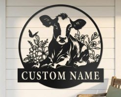 Personalized Cow Metal Sign Farm Name Decor Indoor Outdoor TMS1660