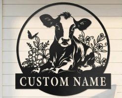 Personalized Cow Metal Sign Farm Name Decor Indoor Outdoor TMS1660
