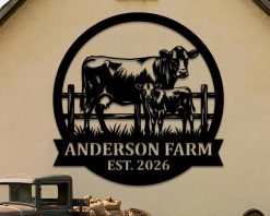 Personalized Cow Metal Sign Farm Name Decor Indoor Outdoor TMS1661