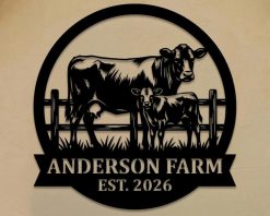 Personalized Cow Metal Sign Farm Name Decor Indoor Outdoor TMS1661