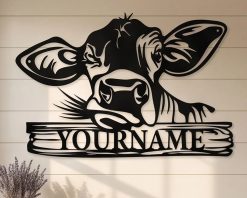 Personalized Cow Metal Sign Farm Name Decor Indoor Outdoor TMS1662