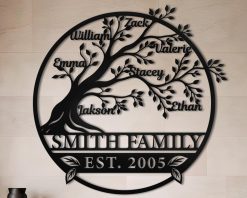 Personalized Family Tree Metal Sign Custom Names Tree of Life Wall Art TMS1670