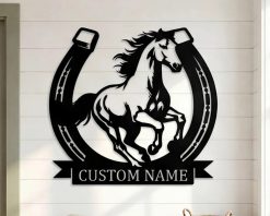 Personalized Horseshoe Name Metal Sign Horse Barn Decor Indoor Outdoor TMS1659