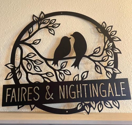 Click to view full screen Personalized Love Birds Metal Sign Custom Names Wedding Decor TMS1682 photo review