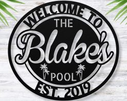 Personalized Metal Pool Signs Name Outdoor TMS1646