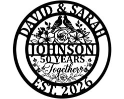 Personalized Anniversary Metal Sign Family Name Wedding Gift TMS1734