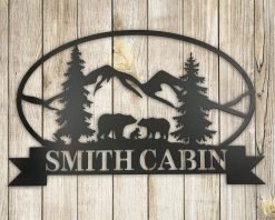 Personalized Bear Metal Sign Custom Name Decor TMS1742