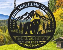 Personalized Bear Metal Sign Custom Name Decor TMS1743