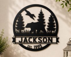 Personalized Bear Metal Sign Custom Name Decor TMS1744