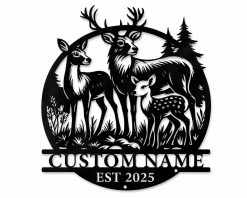 Personalized Deer Metal Sign Custom Outdoor Decor TMS1683